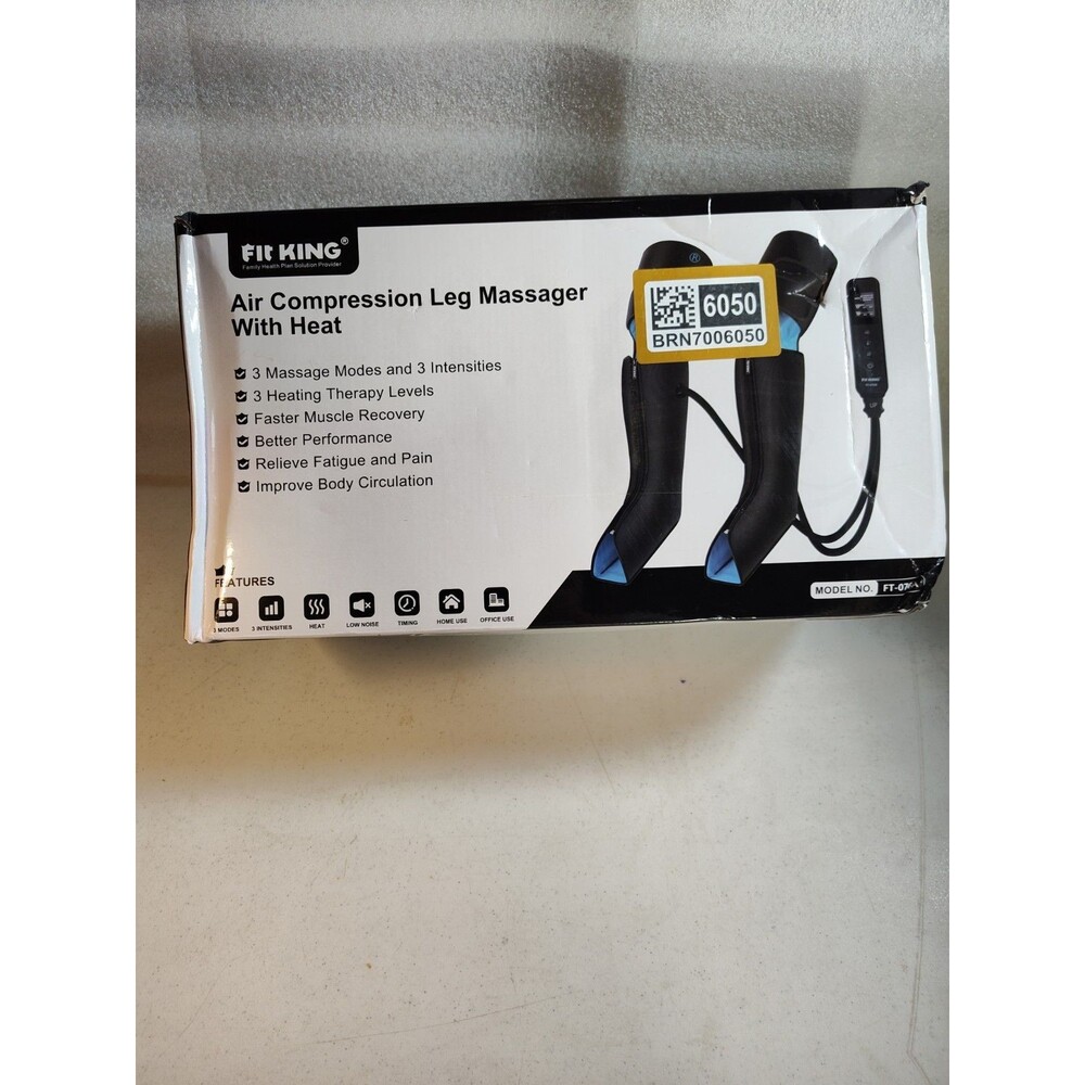 Fit King Air Compression Leg Massager w/ Heat, Black, Model FT-076A (972)